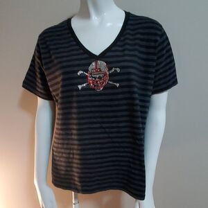 Nebraska Huskers Black & Gray Striped Tee (L)